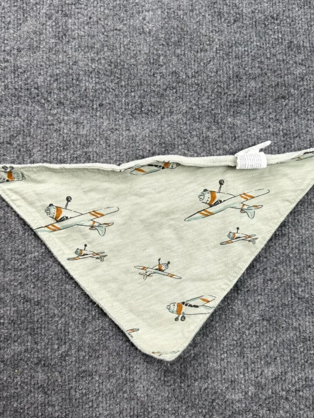 Baby Boys Bandana Bib Airplane Print Green Snap Closure